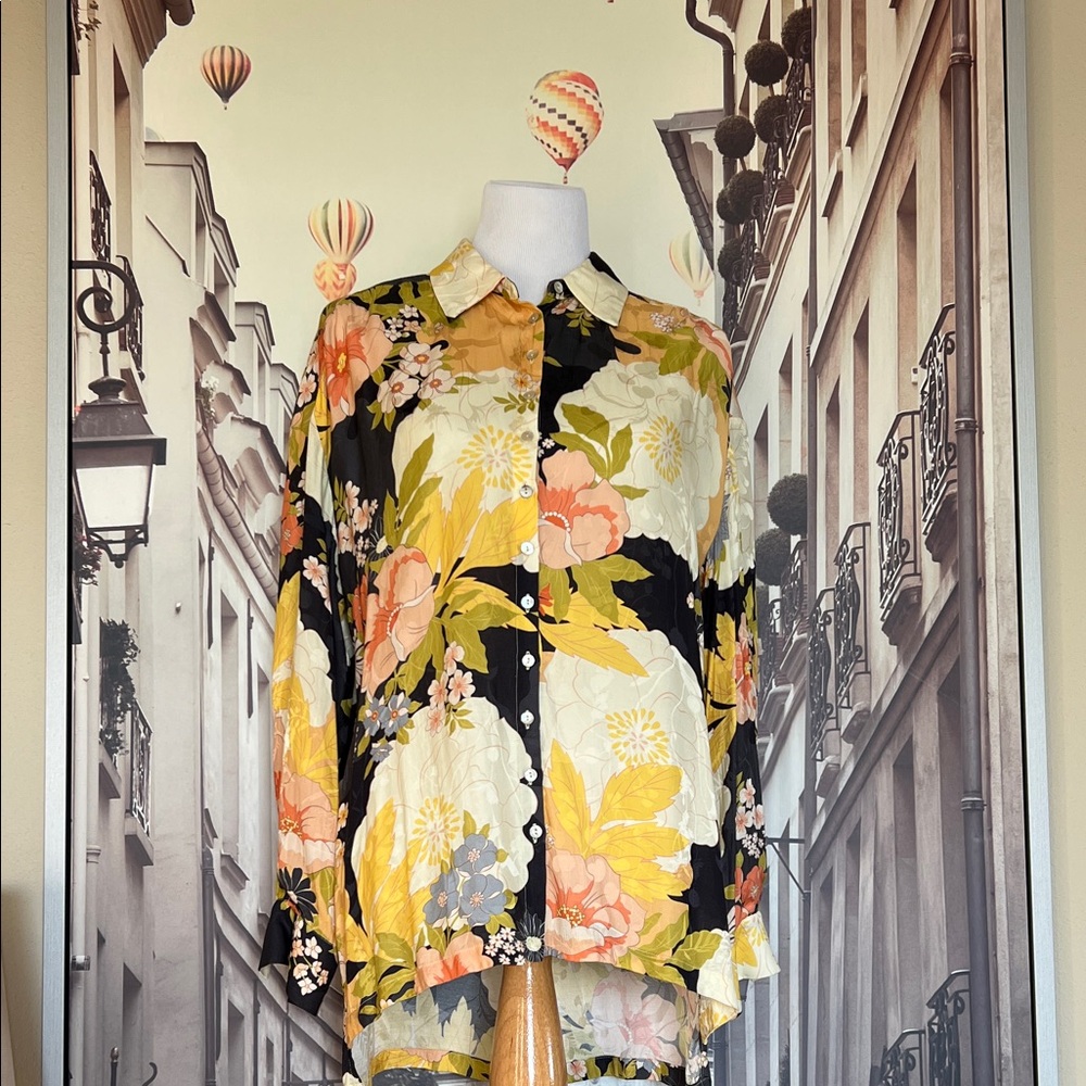 Free People Multicolor Floral Kimono